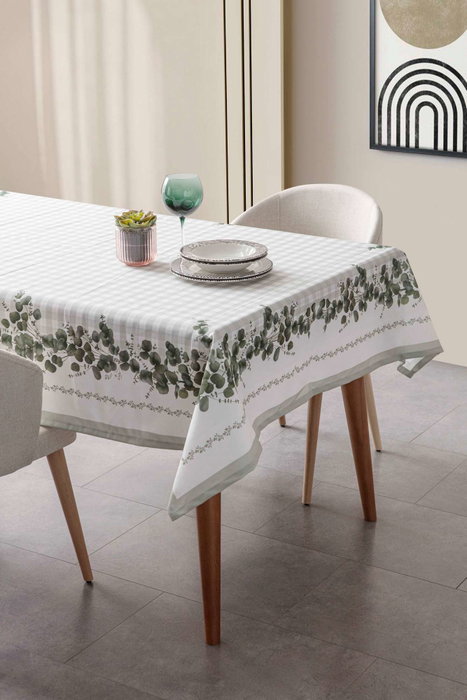 Hermia Eucalyptus 250 Mantel Verde y Blanco Hermia Eucalyptus 250 Mantel Verde y Blanco